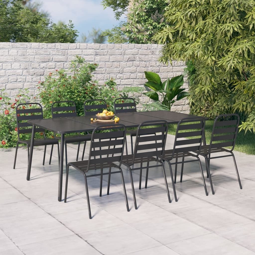 Juego de comedor de jardín 9 piezas acero gris antracita vidaxl