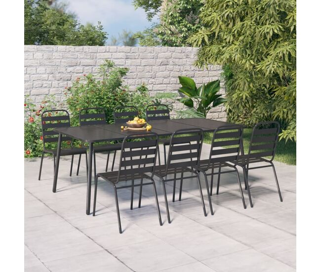Juego de comedor de jardín 9 piezas acero gris antracita vidaxl