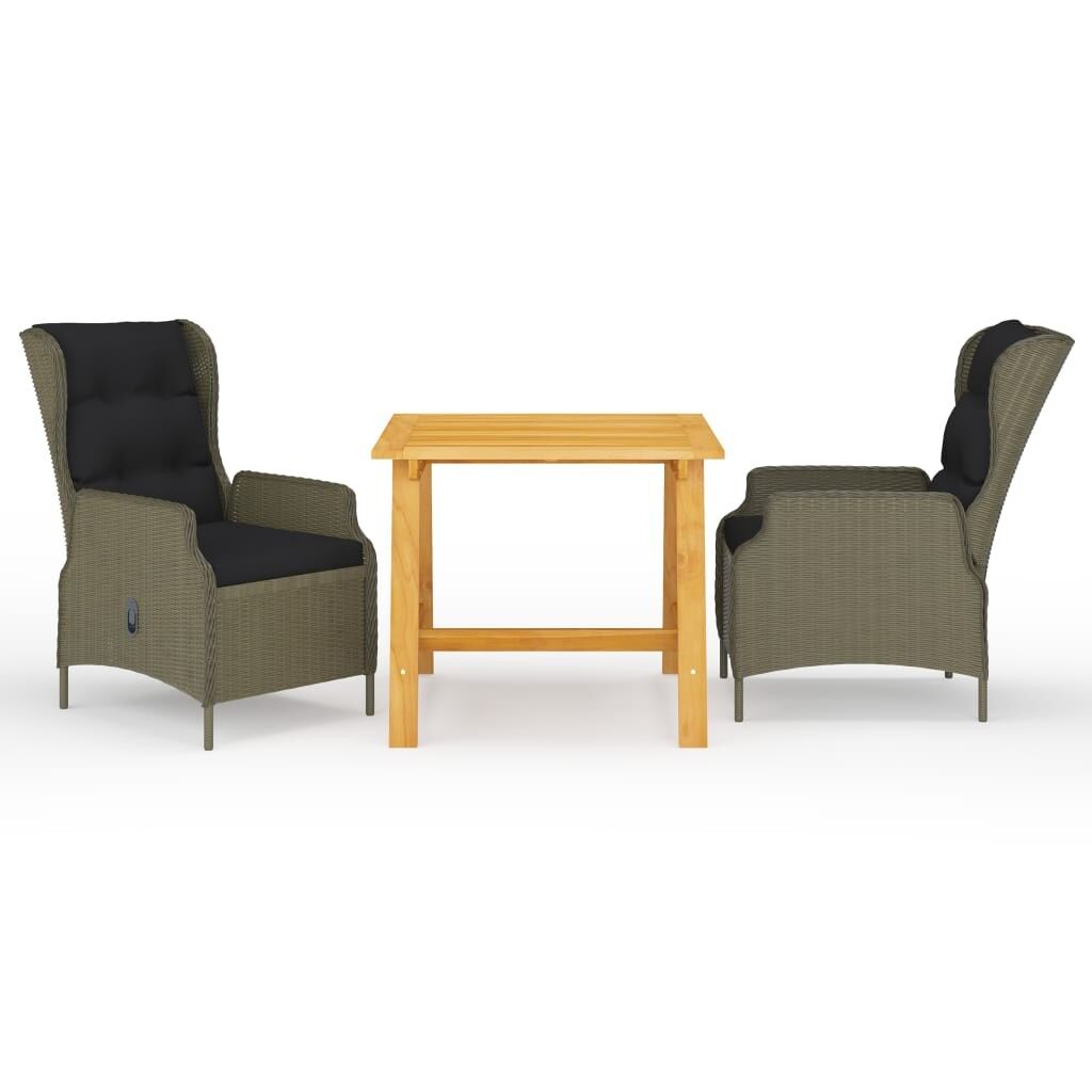 Juego de comedor para jardín de 3 piezas marrón vidaxl