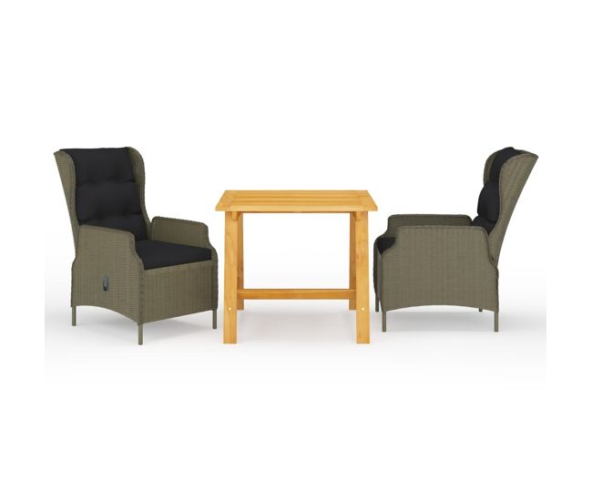 Juego de comedor para jardín de 3 piezas marrón vidaxl
