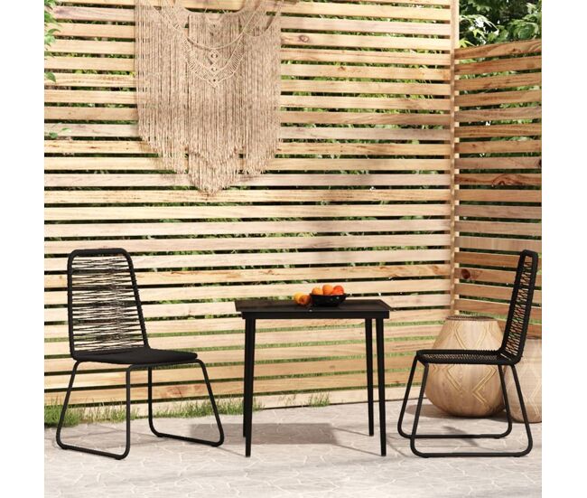 Juego de comedor para jardín 3 piezas negro vidaxl