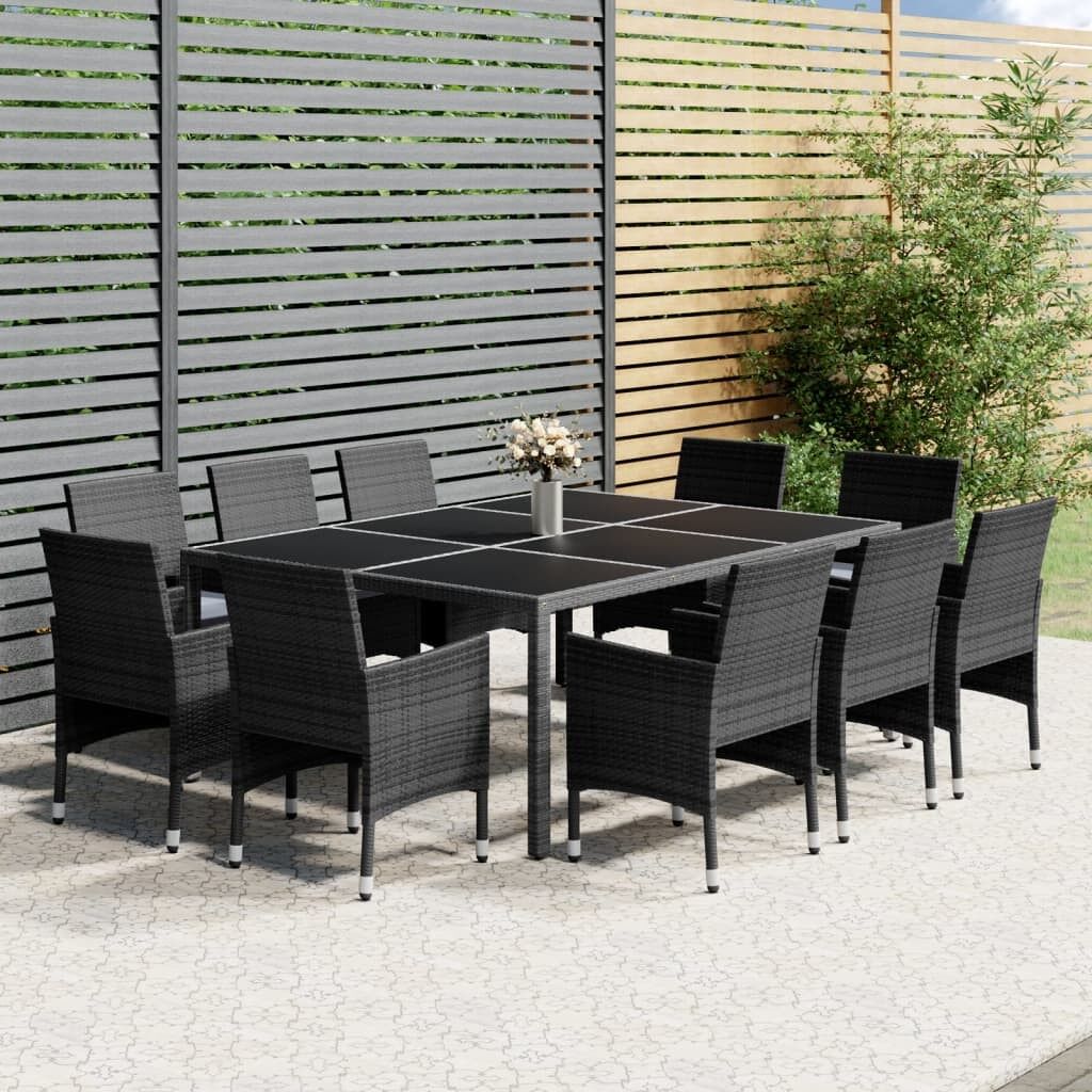 Juego de comedor de jardín 11 piezas ratán sintético gris vidaxl