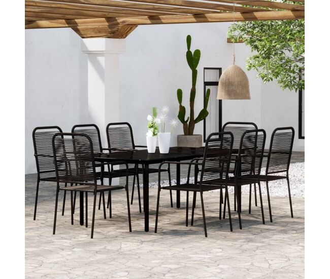Juego de comedor de jardín 9 piezas negro vidaxl