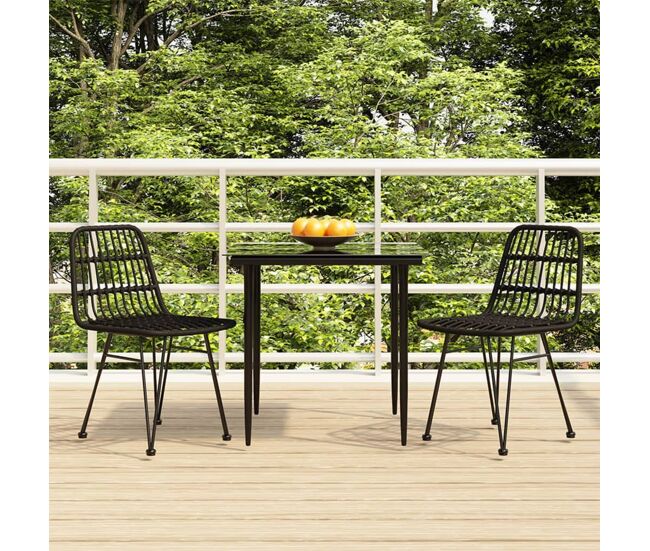 Juego de comedor de jardín 3 piezas ratán sintético negro vidaxl