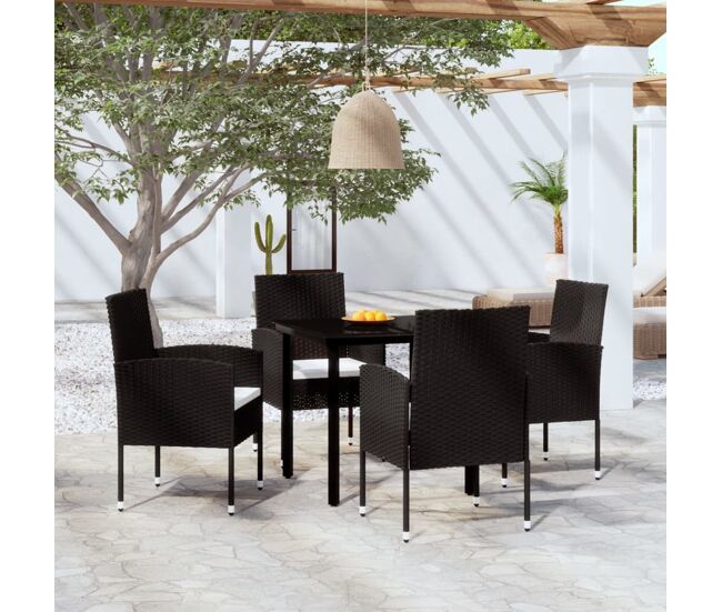 Juego de comedor para jardín 5 piezas negro vidaxl