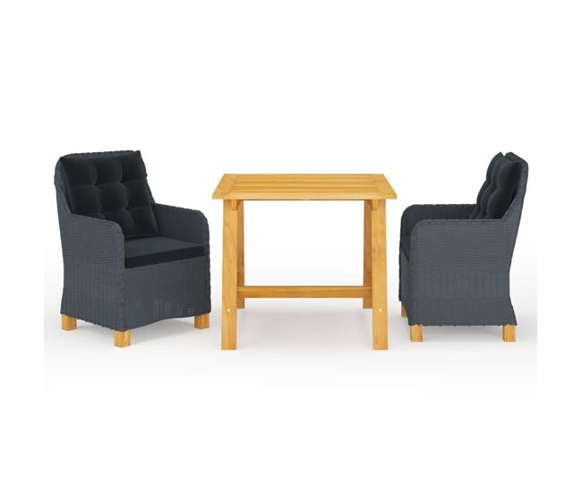 Juego de comedor para jardín 3 piezas gris oscuro vidaxl