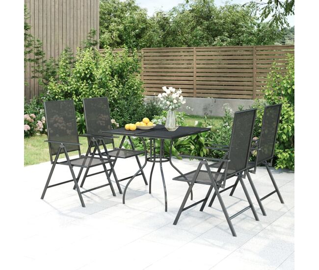 Juego de comedor de jardín 5 piezas acero gris antracita vidaxl