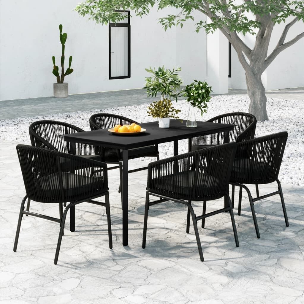 Juego de comedor para jardín 7 piezas negro vidaxl
