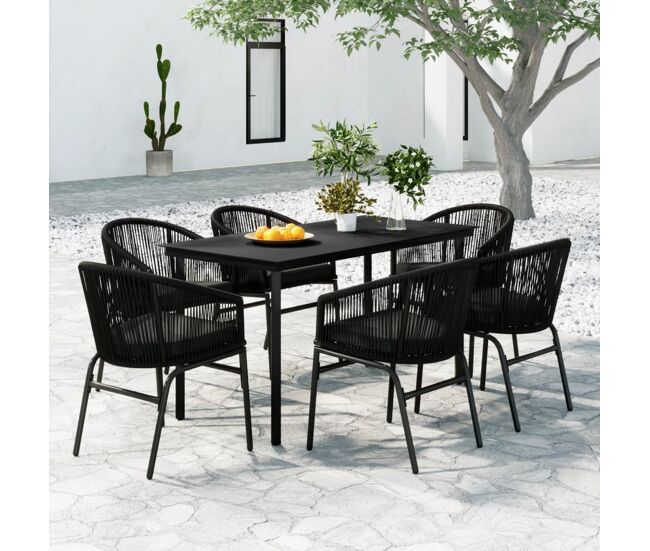 Juego de comedor para jardín 7 piezas negro vidaxl