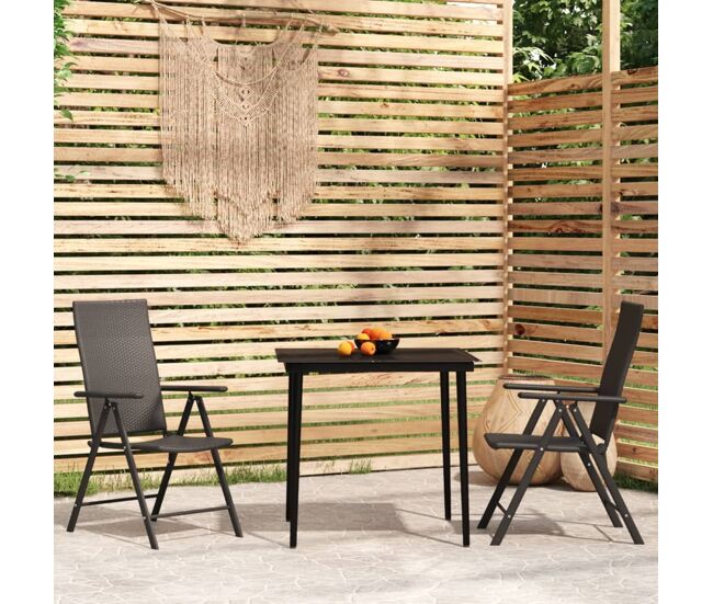 Juego de comedor de jardín 3 piezas negro vidaxl