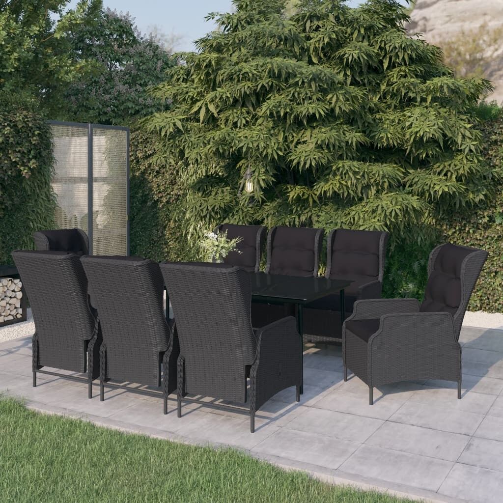 Juego de comedor para jardín 9 piezas gris oscuro vidaxl