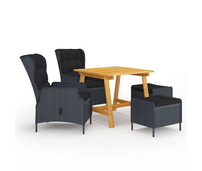 Juego de comedor para jardín de 5 piezas gris oscuro vidaxl