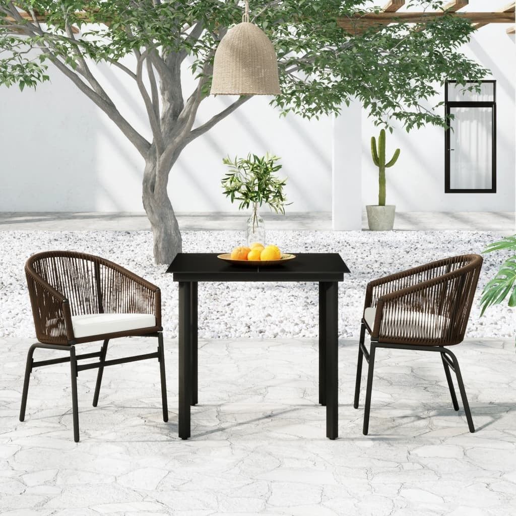 Juego de comedor de jardín de 3 piezas marrón vidaxl