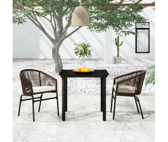 Juego de comedor de jardín de 3 piezas marrón vidaxl