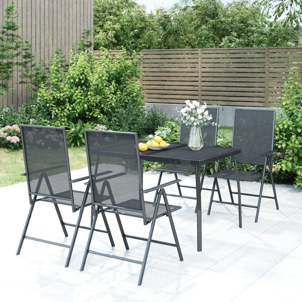 Juego de comedor de jardín 5 piezas acero gris antracita vidaxl
