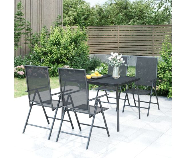 Juego de comedor de jardín 5 piezas acero gris antracita vidaxl