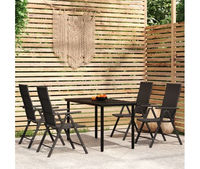 Juego de comedor de jardín 5 piezas negro vidaxl