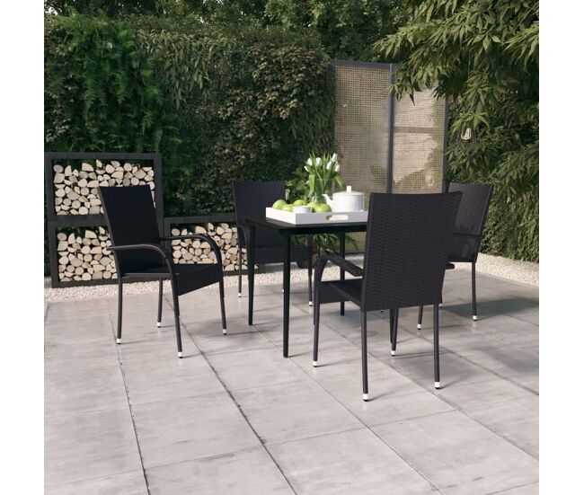 Juego de comedor para jardín 5 piezas negro vidaxl