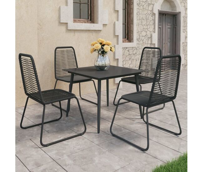 Set de comedor de jardín de 5 piezas pvc ratán negro vidaxl