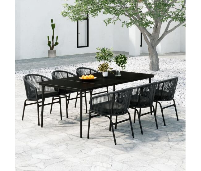 Juego de comedor de jardín 7 piezas ratán sintético gris vidaxl