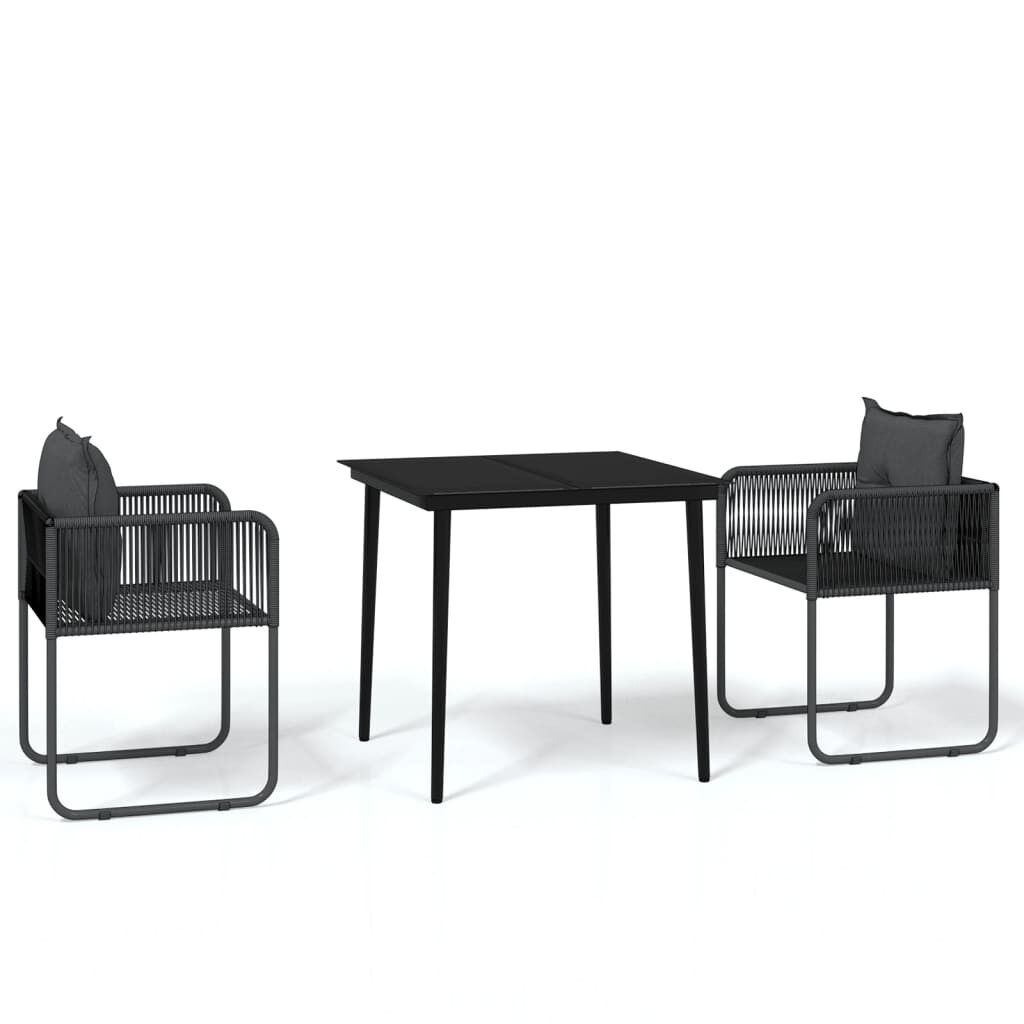 Juego de comedor para jardín 3 piezas negro vidaxl