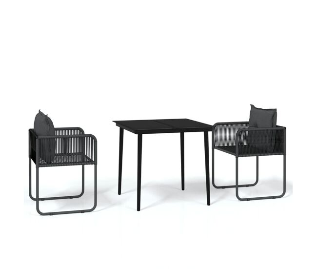 Juego de comedor para jardín 3 piezas negro vidaxl