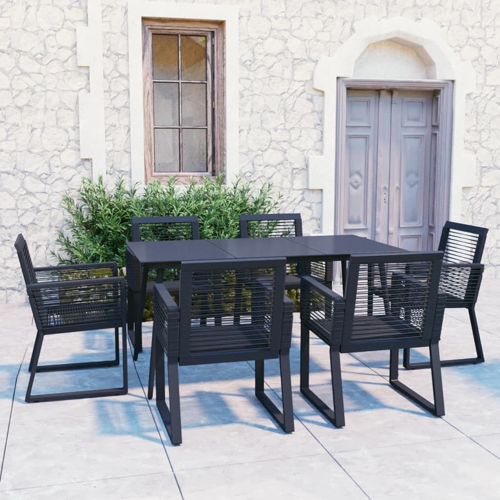 Juego de comedor para jardín 7 piezas ratán pvc negro vidaxl
