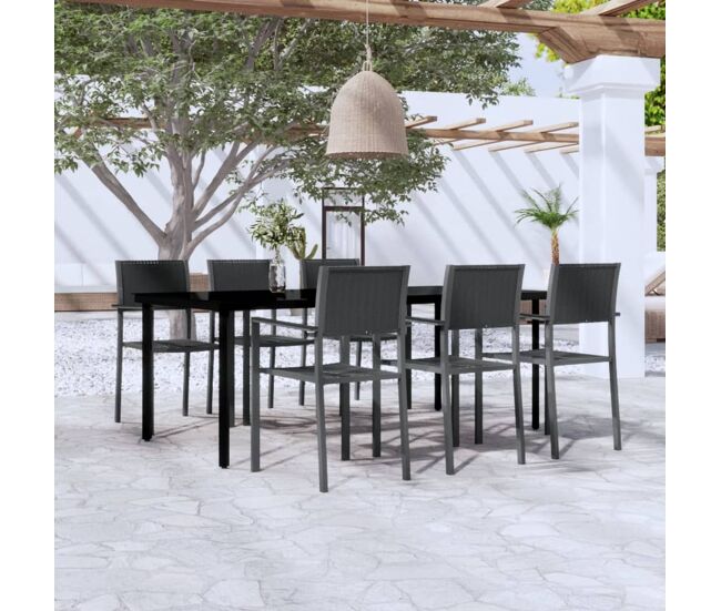 Juego de comedor para jardín 7 piezas negro vidaxl