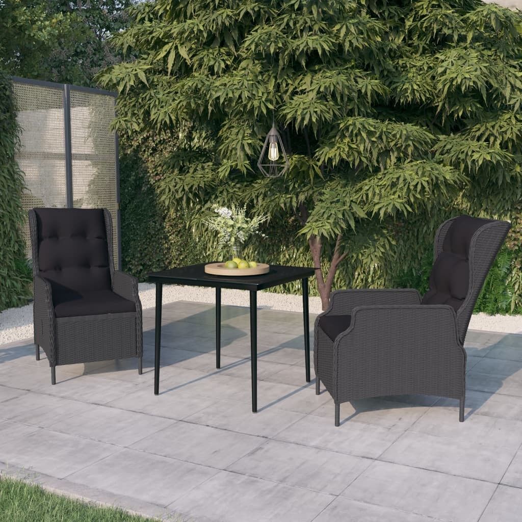 Juego de comedor de jardín 3 piezas gris oscuro vidaxl
