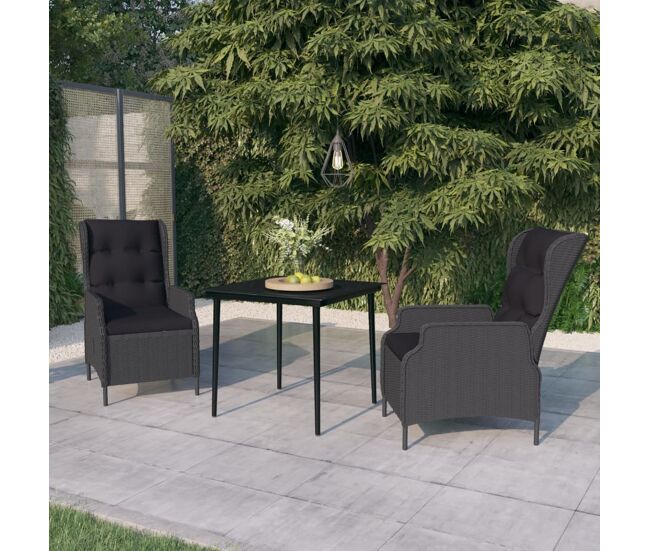 Juego de comedor de jardín 3 piezas gris oscuro vidaxl