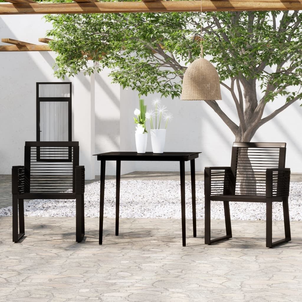 Juego de comedor para jardín 3 piezas negro vidaxl