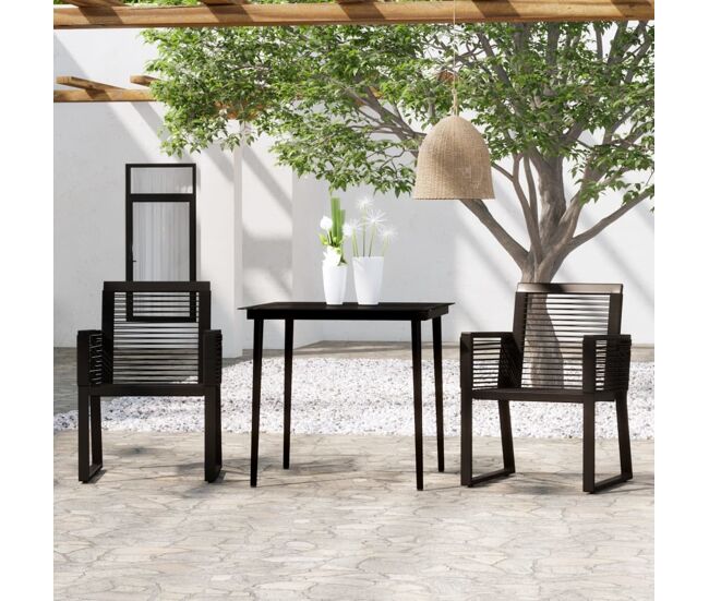 Juego de comedor para jardín 3 piezas negro vidaxl