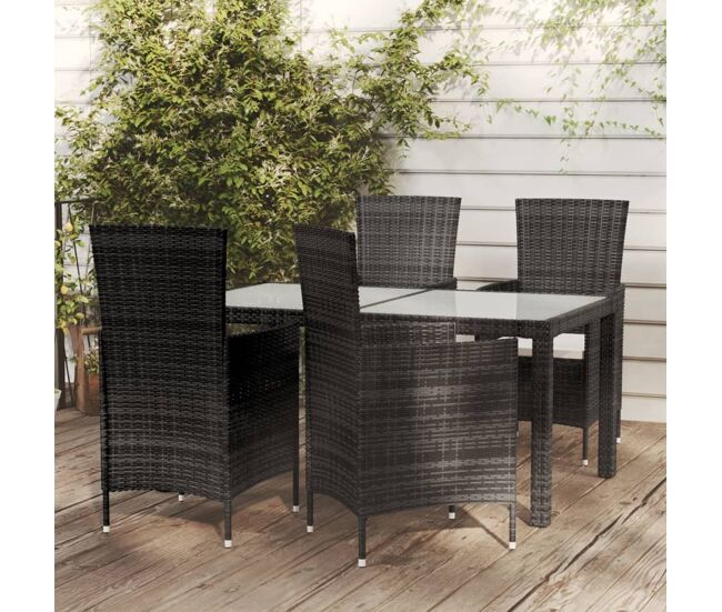 Juego de comedor exterior 5 piezas con cojines ratán negro vidaxl
