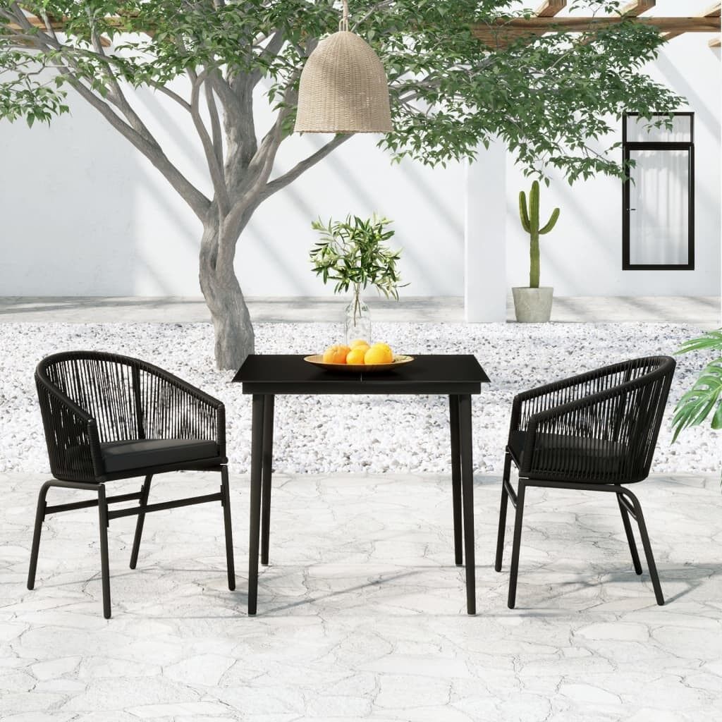 Juego de comedor de jardín 3 piezas negro vidaxl