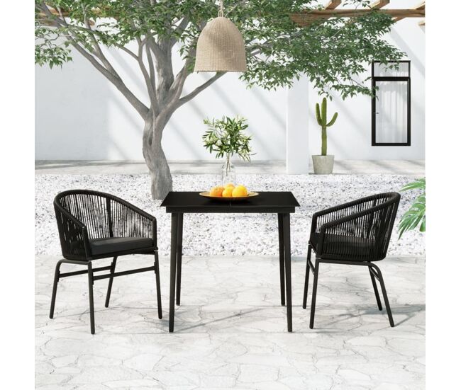 Juego de comedor de jardín 3 piezas negro vidaxl