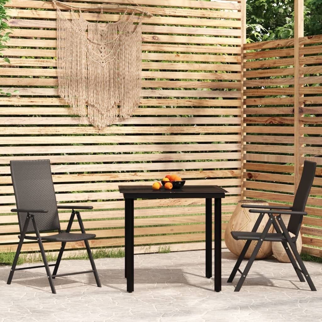 Juego de comedor de jardín 3 piezas negro vidaxl