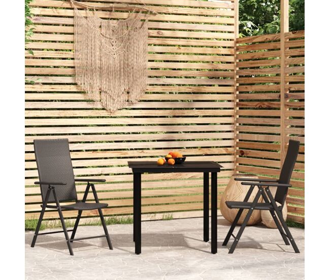 Juego de comedor de jardín 3 piezas negro vidaxl