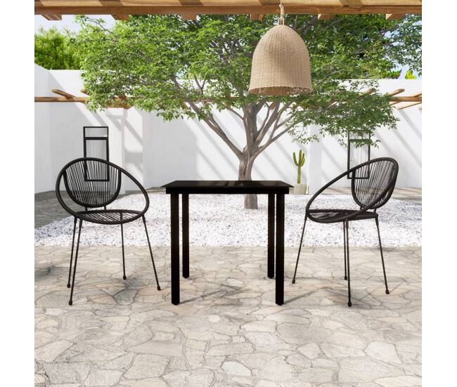 Juego de comedor para jardín 3 piezas negro vidaxl