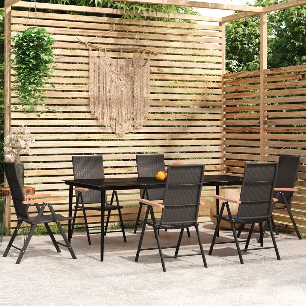 Juego de comedor para jardín 7 piezas negro vidaxl