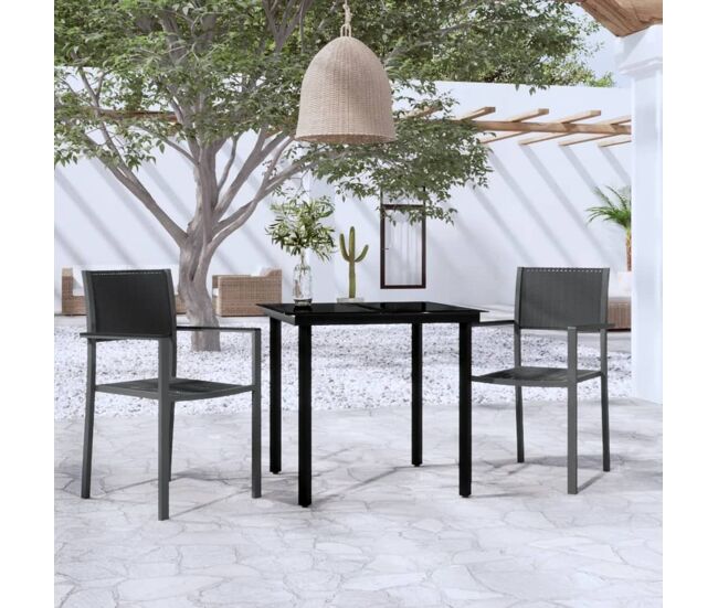Juego de comedor de jardín 3 piezas negro vidaxl