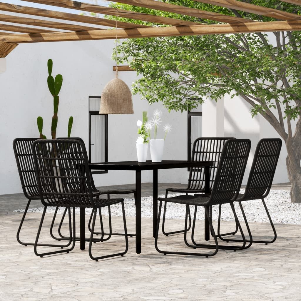 Juego de comedor de jardín 7 piezas negro vidaxl