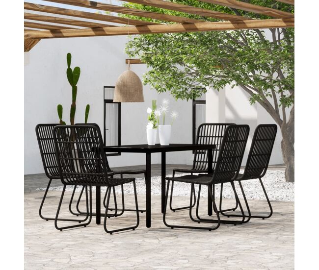 Juego de comedor de jardín 7 piezas negro vidaxl