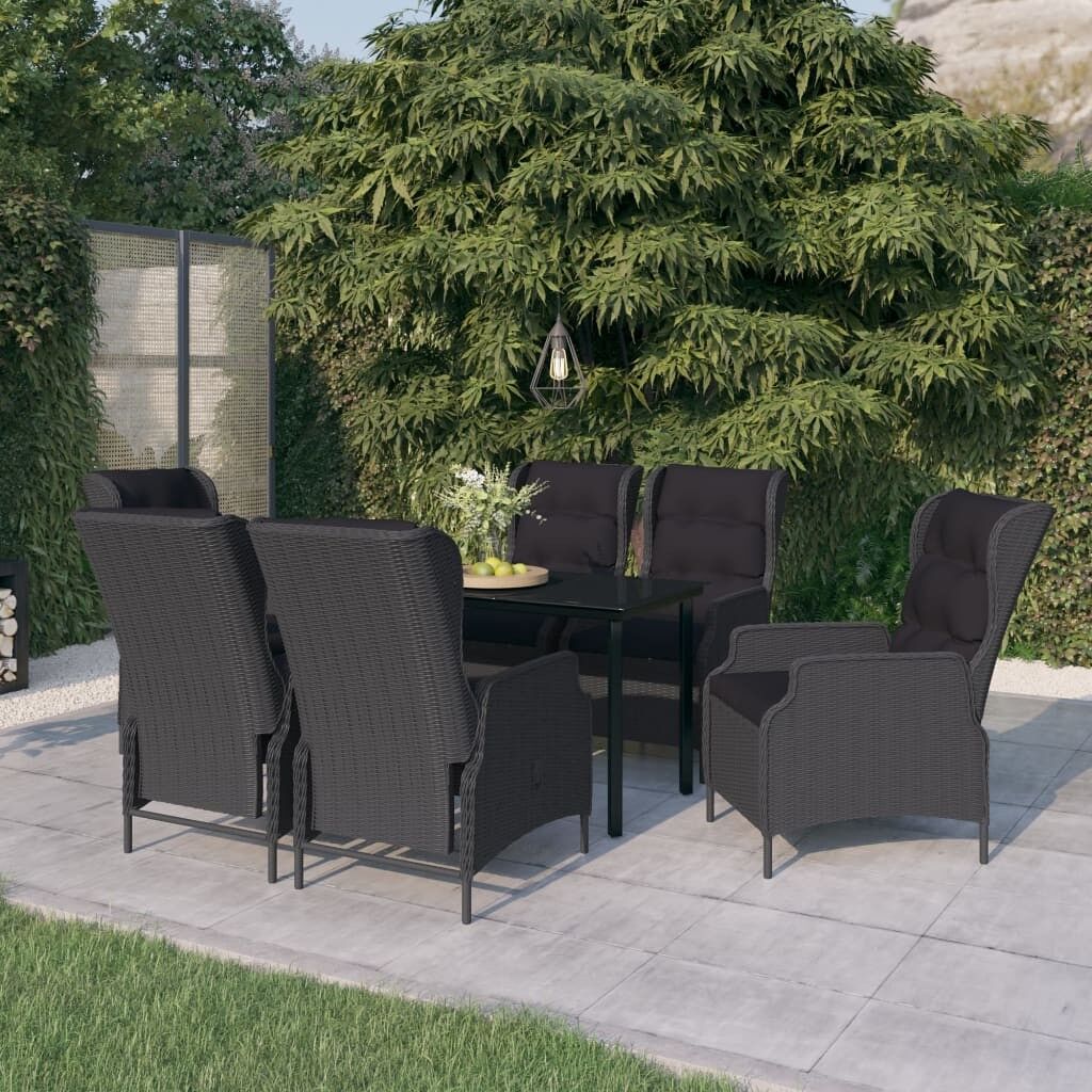 Juego de comedor de jardín 7 piezas gris oscuro vidaxl