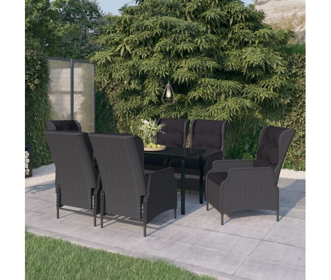 Juego de comedor de jardín 7 piezas gris oscuro vidaxl