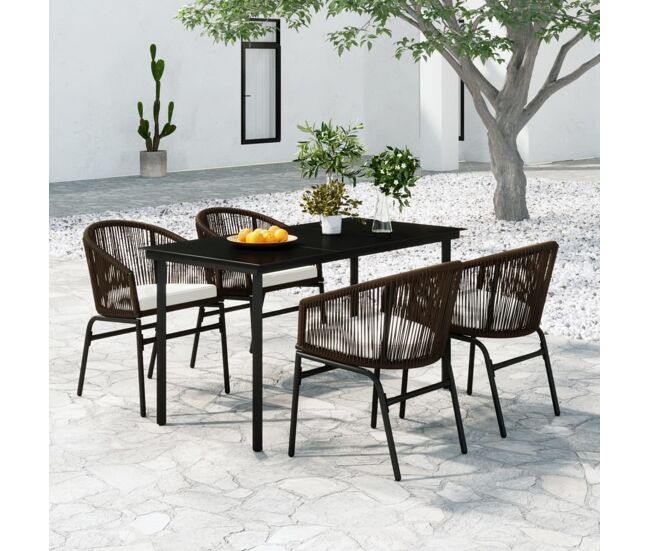 Juego de comedor de jardín de 5 piezas marrón vidaxl