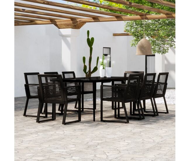 Juego de comedor de jardín 9 piezas negro vidaxl