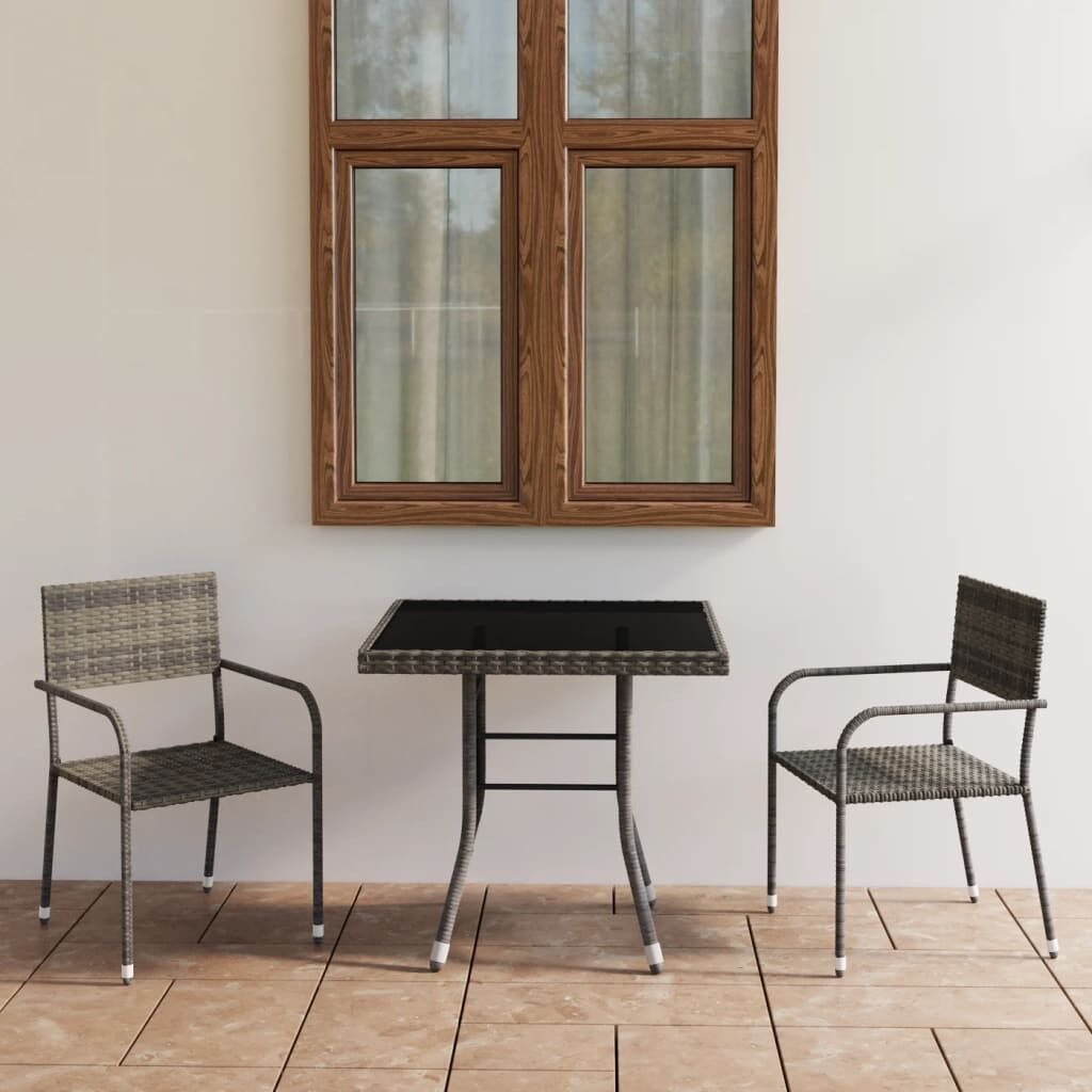 Set comedor jardín 3 pzas ratán sintético gris antracita y gris vidaxl