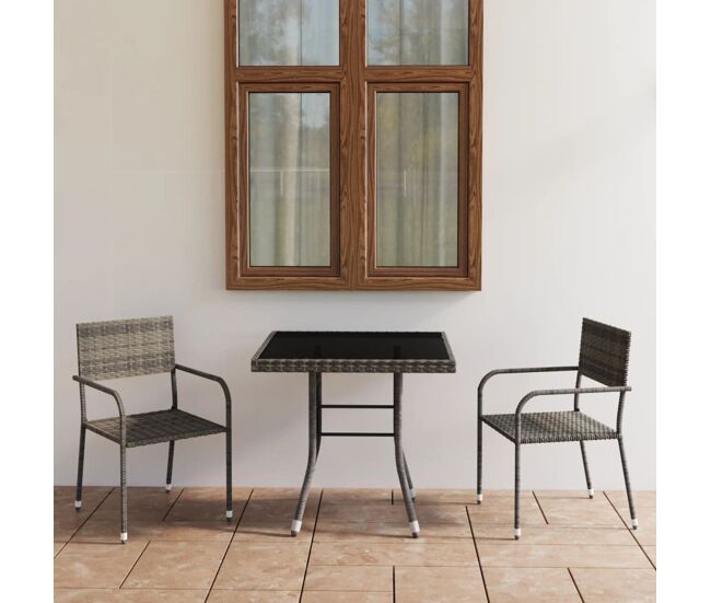 Set comedor jardín 3 pzas ratán sintético gris antracita y gris vidaxl