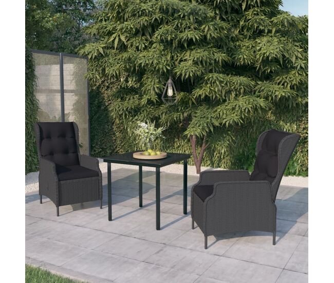 Juego de comedor de jardín 3 piezas gris oscuro vidaxl