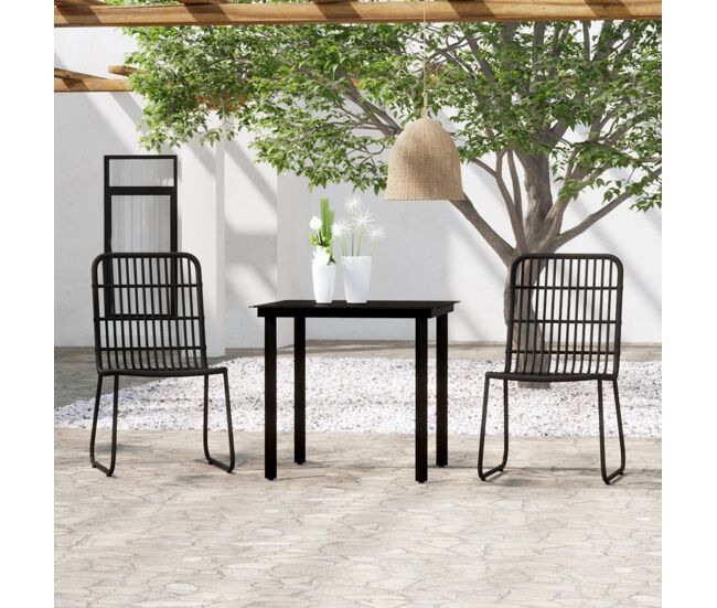 Juego de comedor para jardín 3 piezas negro vidaxl